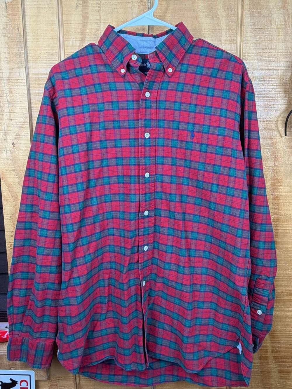 Vintage Ralph Lauren Classic Fit Plaid Button Down Flannel Shirt Medium